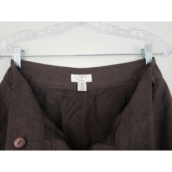 (J5) Ann Taylor Loft Ann Women's Petites Capri Pants Size 4P Wide Leg Browm Wool - Picture 6 of 7